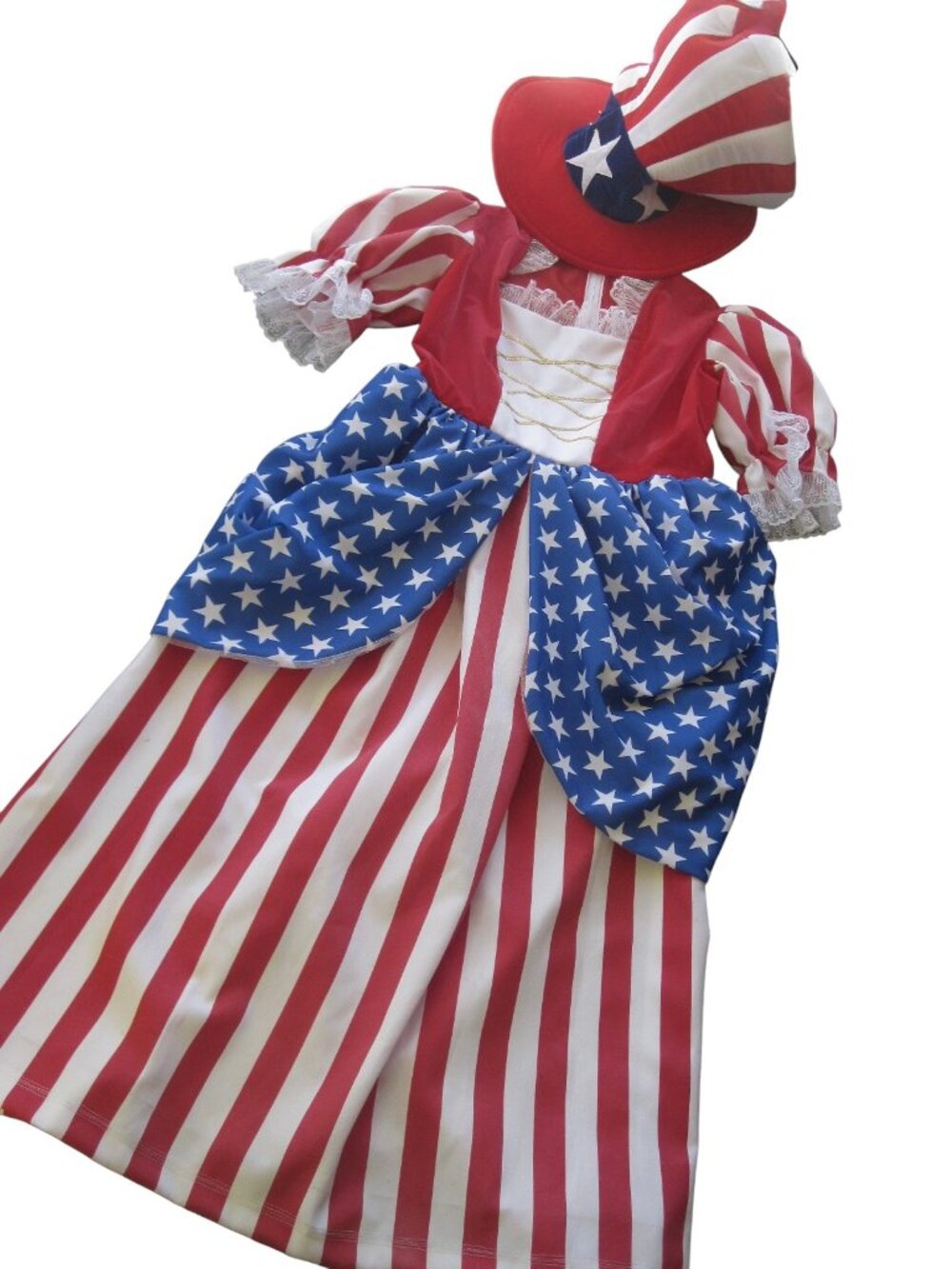 Patriotic Betsy Ross Costume w Oversized Hat Adult Sz XL Election Day HALLOWEEN